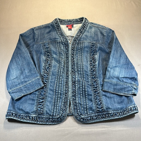 Westport Women Denim Jacket with Ribbon Rouching - Size 18/20W - Picture 1 of 12